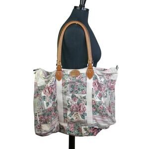 Vintage 80s 90s Gitano Large Tote Pastel Floral Patchwork Cottage Soft